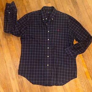 Ralph Lauren Navy Plaid Button Down Shirt
